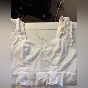 SHEIN White Lace Trim Crop Top